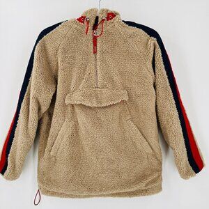 Bershka Faux Fur Hooded Pull On Coat Size XS SHerpa Hoodie Tan, Red, Blue